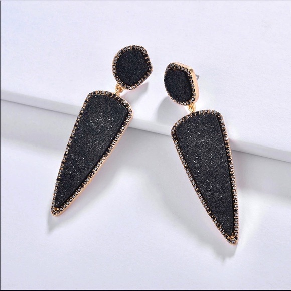 Anthropologie Jewelry - New! Anthro geometric druzy earrings in black